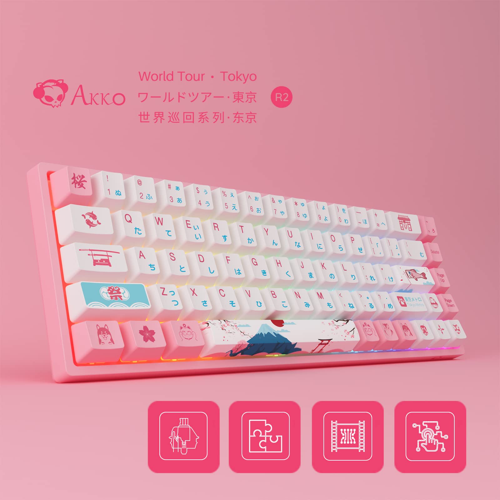 Amazon.com: Akko World Tour Tokyo R2 65% 68-Key RGB Hot-swappable